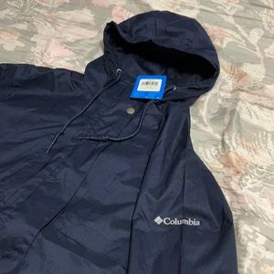 Columbia long hooded rain jacket